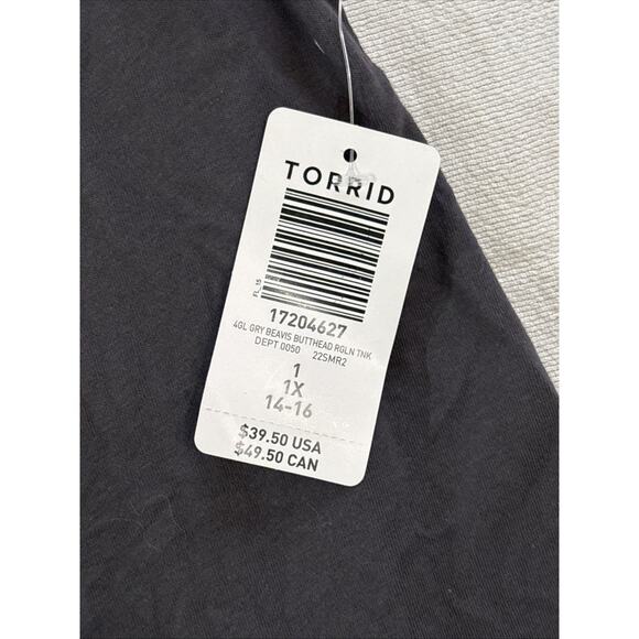 Torrid - Raglan Tank - Cotton Beavis & Butthead Grey & Black Size: 1X(14-16) NWT - Picture 3 of 5